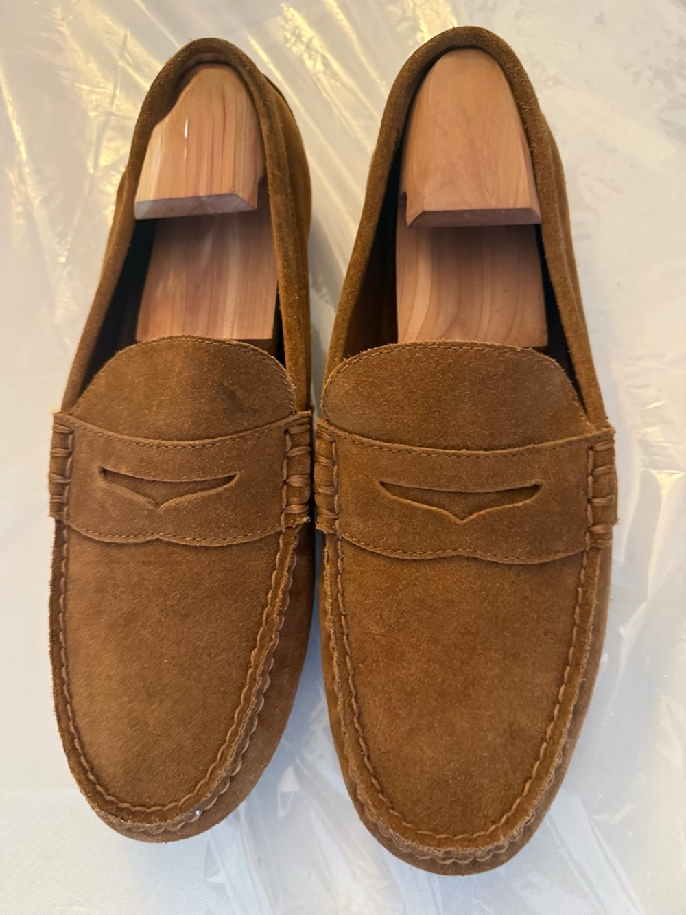 Men's Suede Penny Loafers in Brown